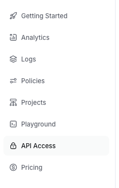 API Access Menu